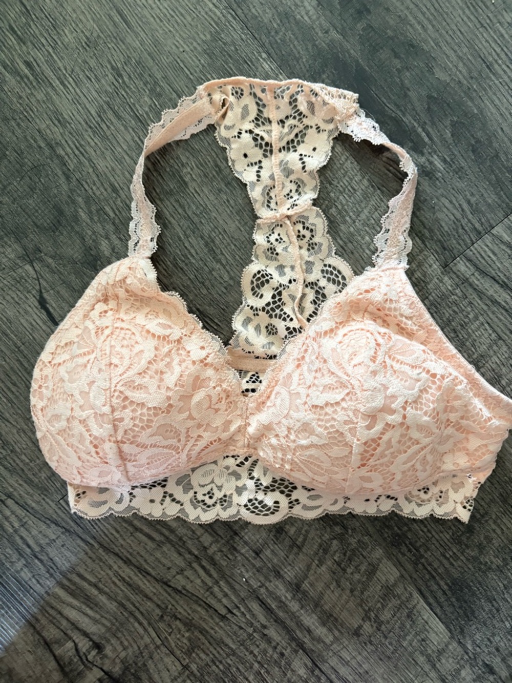Xhilaration Lace Racerback Bralette in Blush Pink